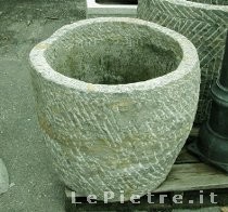 Vaso tondo in pietra arenaria da giardino